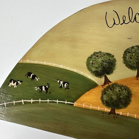Vintage Folk Art Welcome Sign S+R Marano '94 Hand Painted Farmhouse Country Wall - Picture 8 of 15